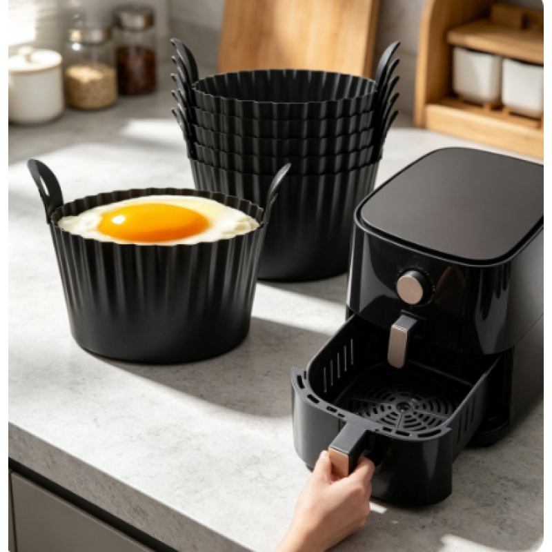 Egg Waffle Pan - Silicone Air Fryer Egg Poacher Cupcake