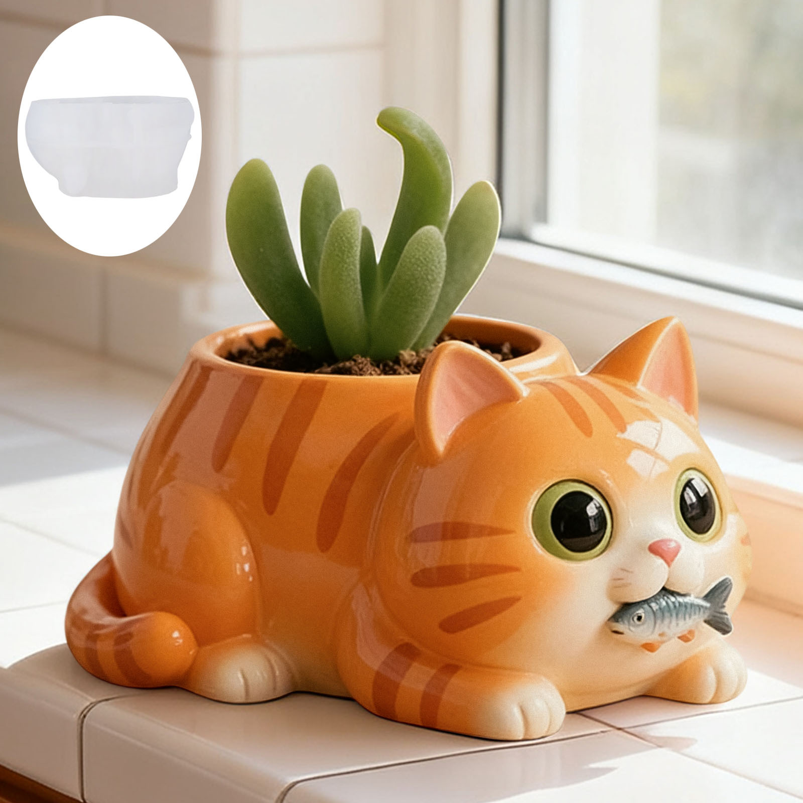 Cat Eating Fish Flower Pot Sil - огляд і ціна Potsticker Mold