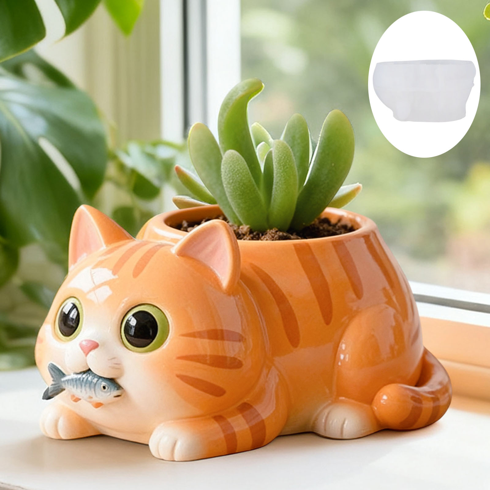 Cat Eating Fish Flower Pot Sil - огляд і ціна Potsticker Mold