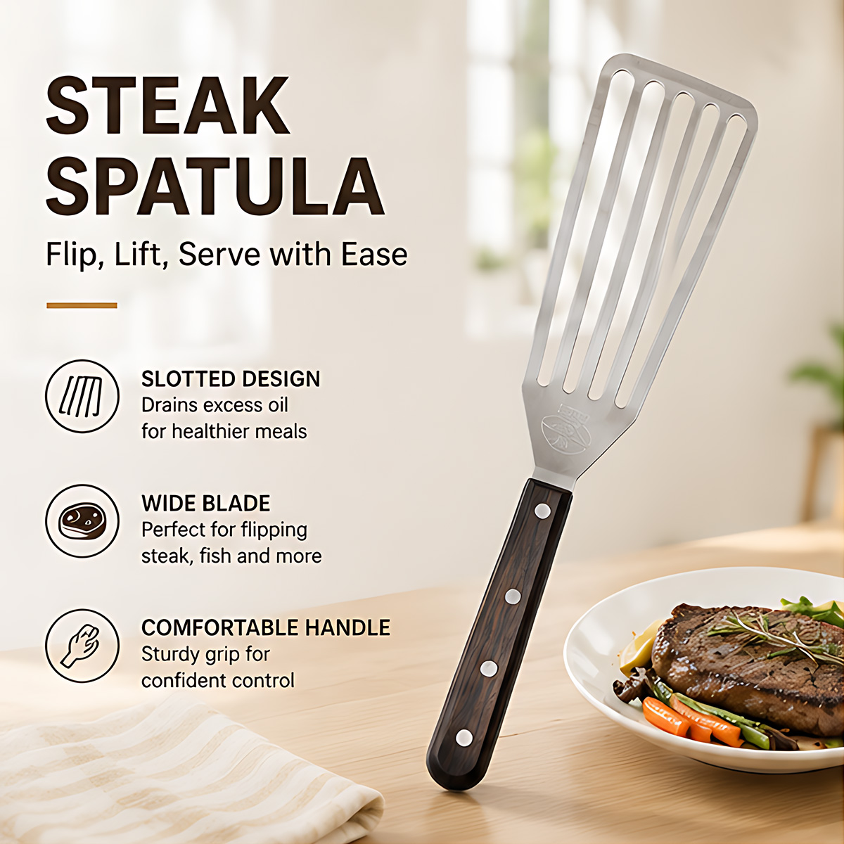 Fish Spatula, Stainless Steel  - огляд і ціна Okonomiyaki Spatula