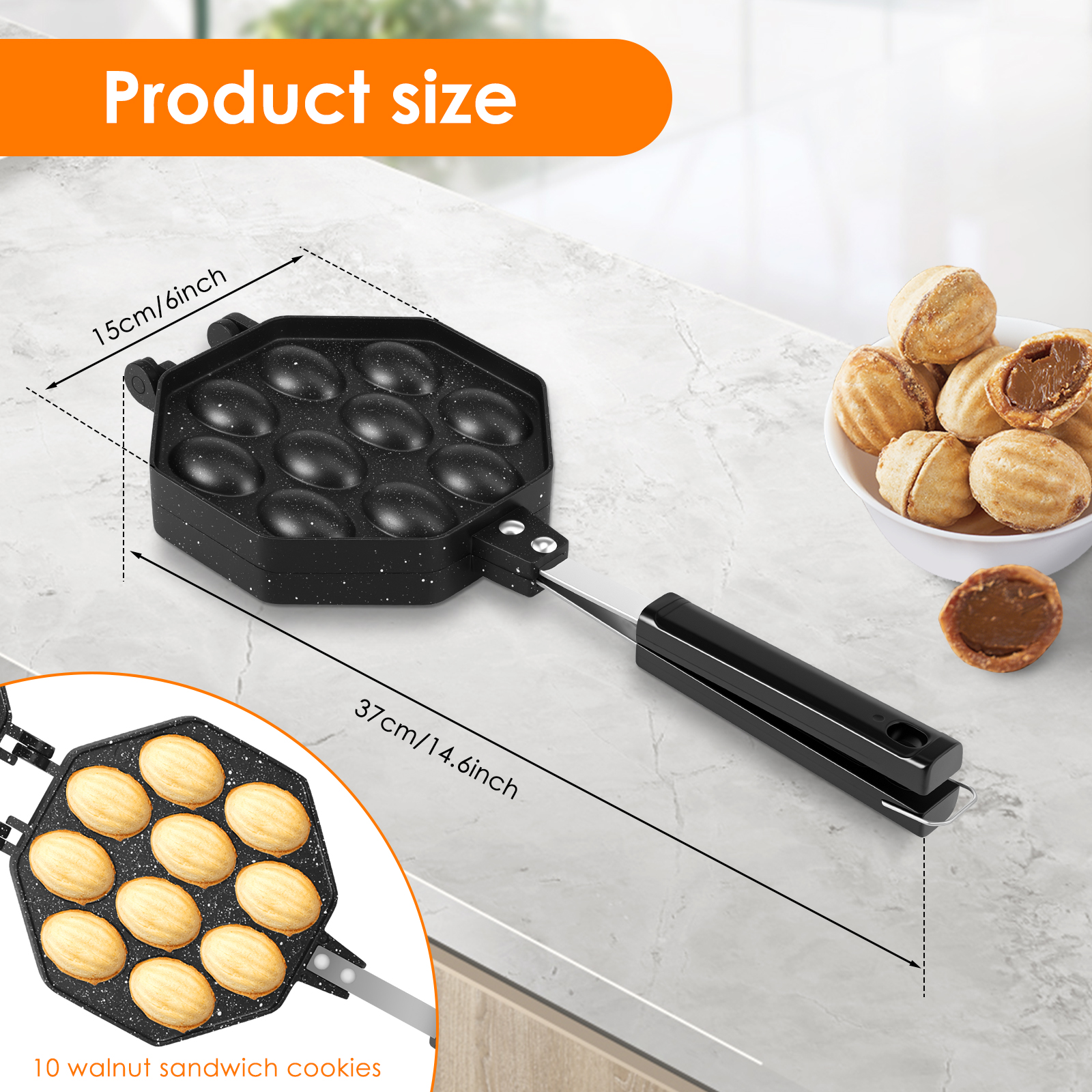 Walnut Cookie Mold Aluminum Al - огляд і ціна Egg Waffle Pan