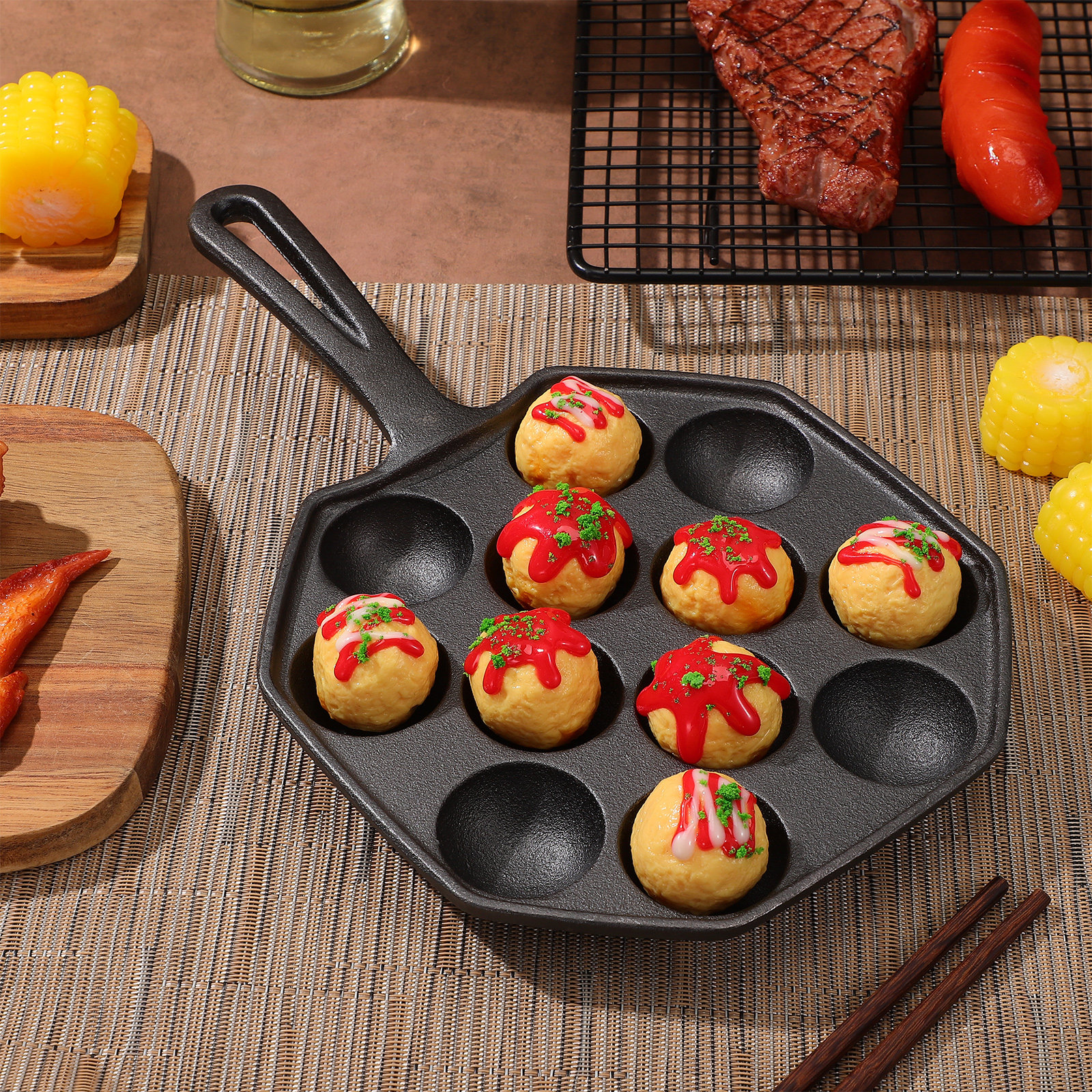12 Molds Takoyaki Pan Cast Iro - огляд і ціна Takoyaki Grill Plate